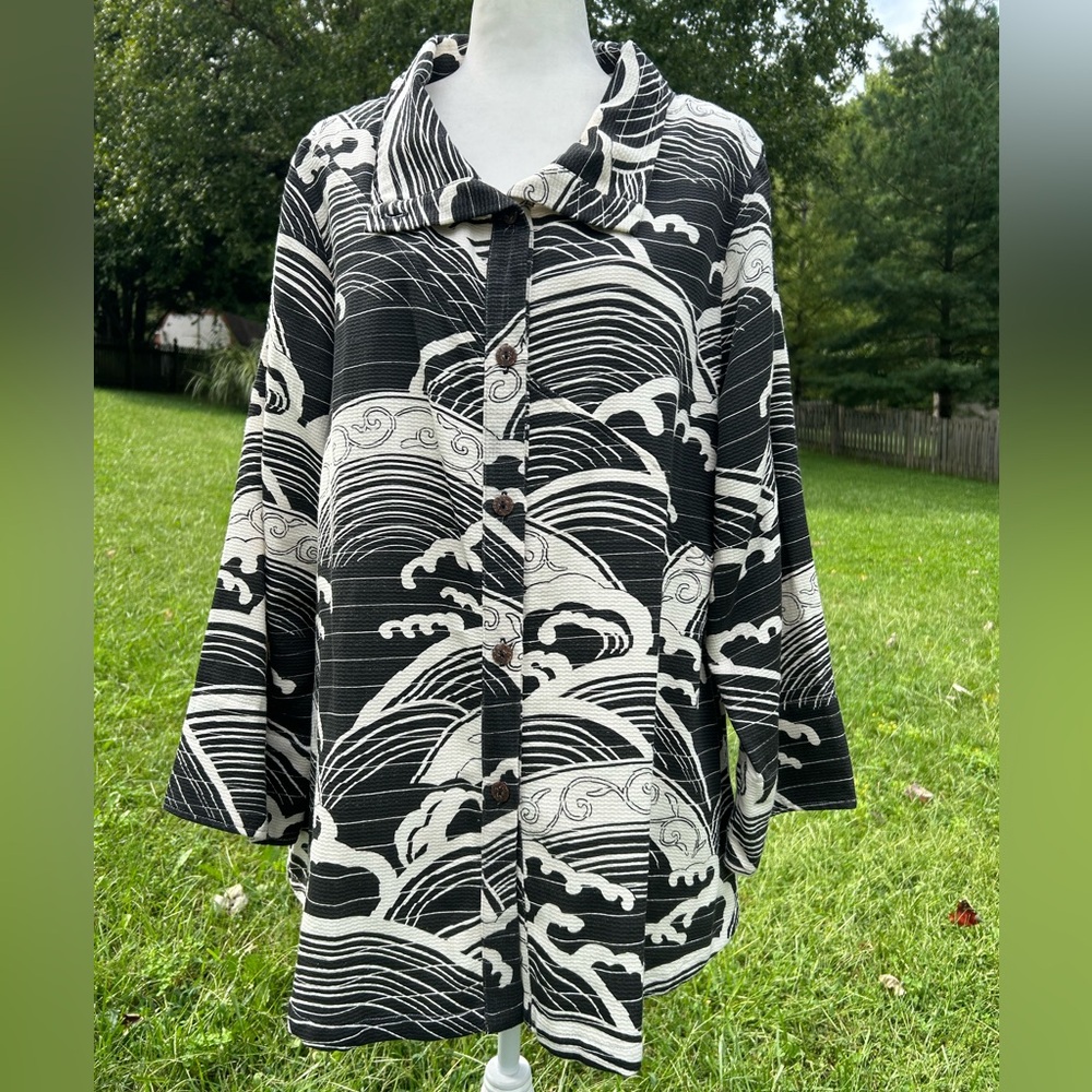 Cupcake International Lagenlook Art to Wear Abstract Slouchy Jacket XL